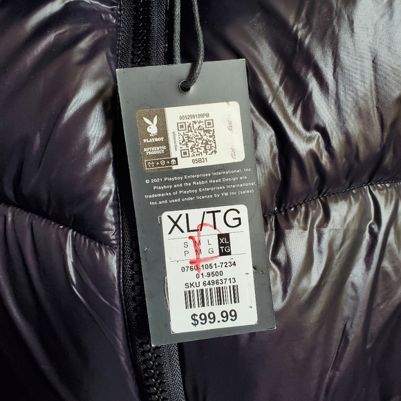 Women's Black PLAYBOY Puffer Jacket | Size XL. Nwt - Picture 7 of 7